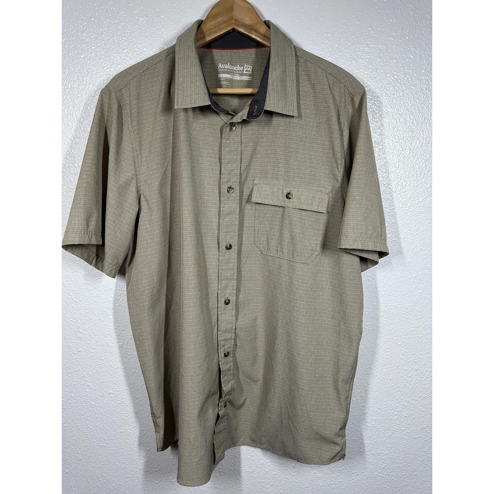 Avalanche‎ Outdoor Supply Company Shirt Mens Large Khaki Short Sleeve Hiking